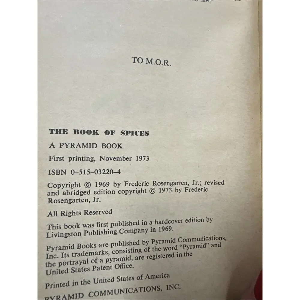 The Book of Spices By Frederick Rosengarten‎ 1969